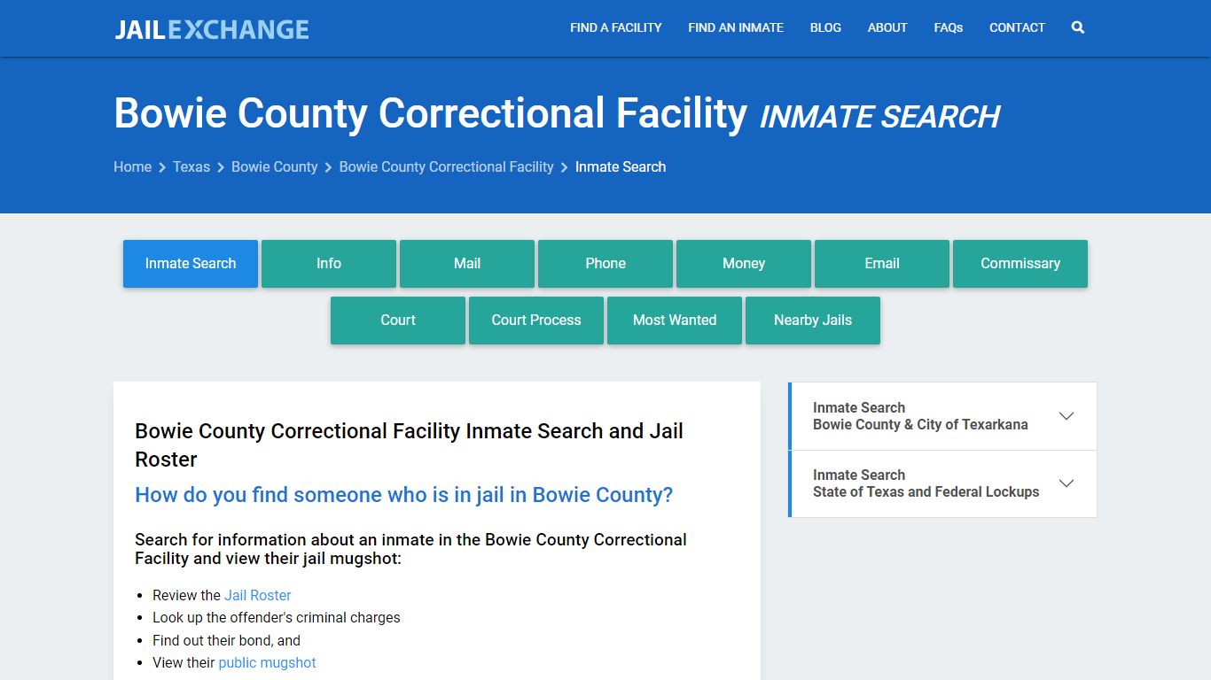 Bowie County Correctional Facility Inmate Search - Jail Exchange